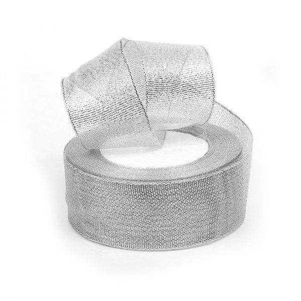 Лента металлизированная 40.0 мм / 22.85±1 метра, цв. серебро, Magic4Hobby