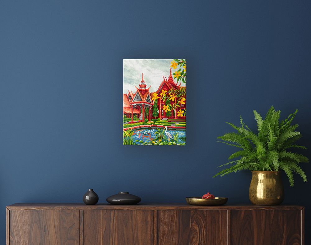 Алмазная (кристальная) мозаика Фрея, на подрамнике Путешествие в Камбоджу, 30х40 см