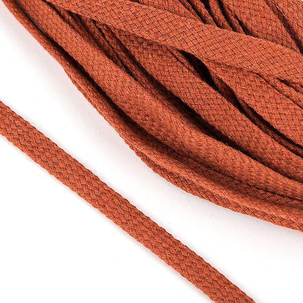 Шнур плоский плетеный х/б ⌀10.0 мм / 50 метров, турецкое плетение цв.009 морковь