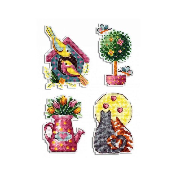 Набор для вышивания нитками МП Студия, магнит Времена года. Весна 7х9см