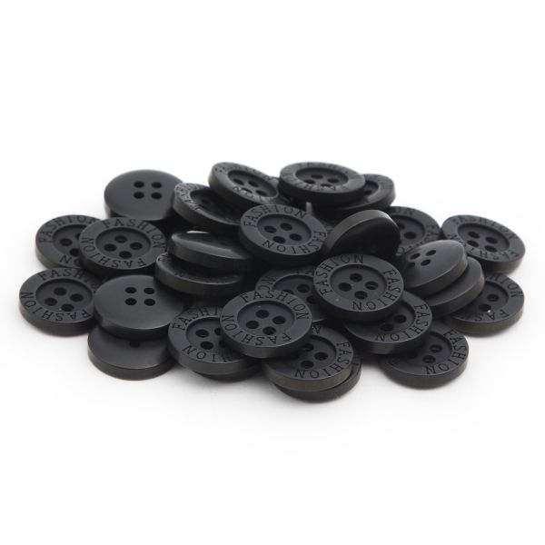 Пуговицы 4 прокола 24L (15мм), (Black (черный)), 36 шт, 615029-1