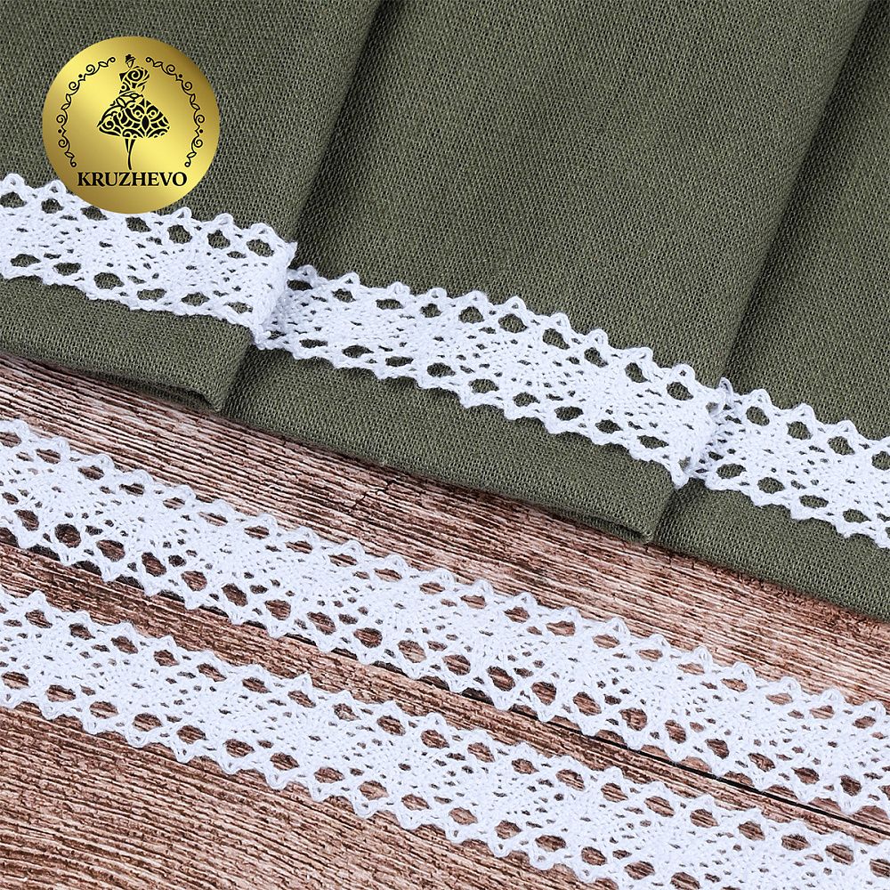 Кружево вязаное (тесьма) 20 мм / 10 метров, 6307-1.02 цв.02 белый, 10 м, Kruzhevo