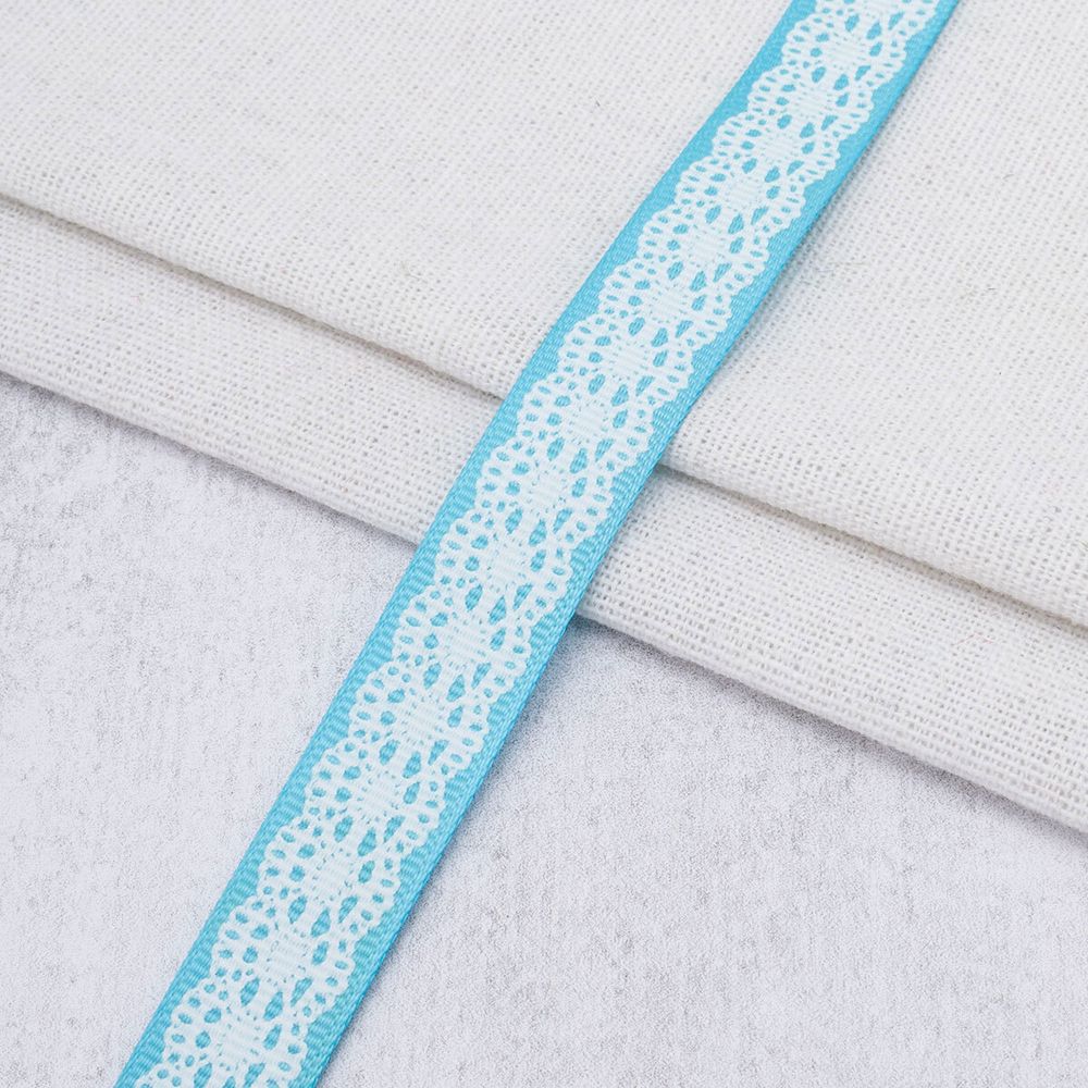 Лента репсовая (в рубчик) с рисунком 15.0 мм / 45.72 метра, ID 1591, цв. голубой, 23323