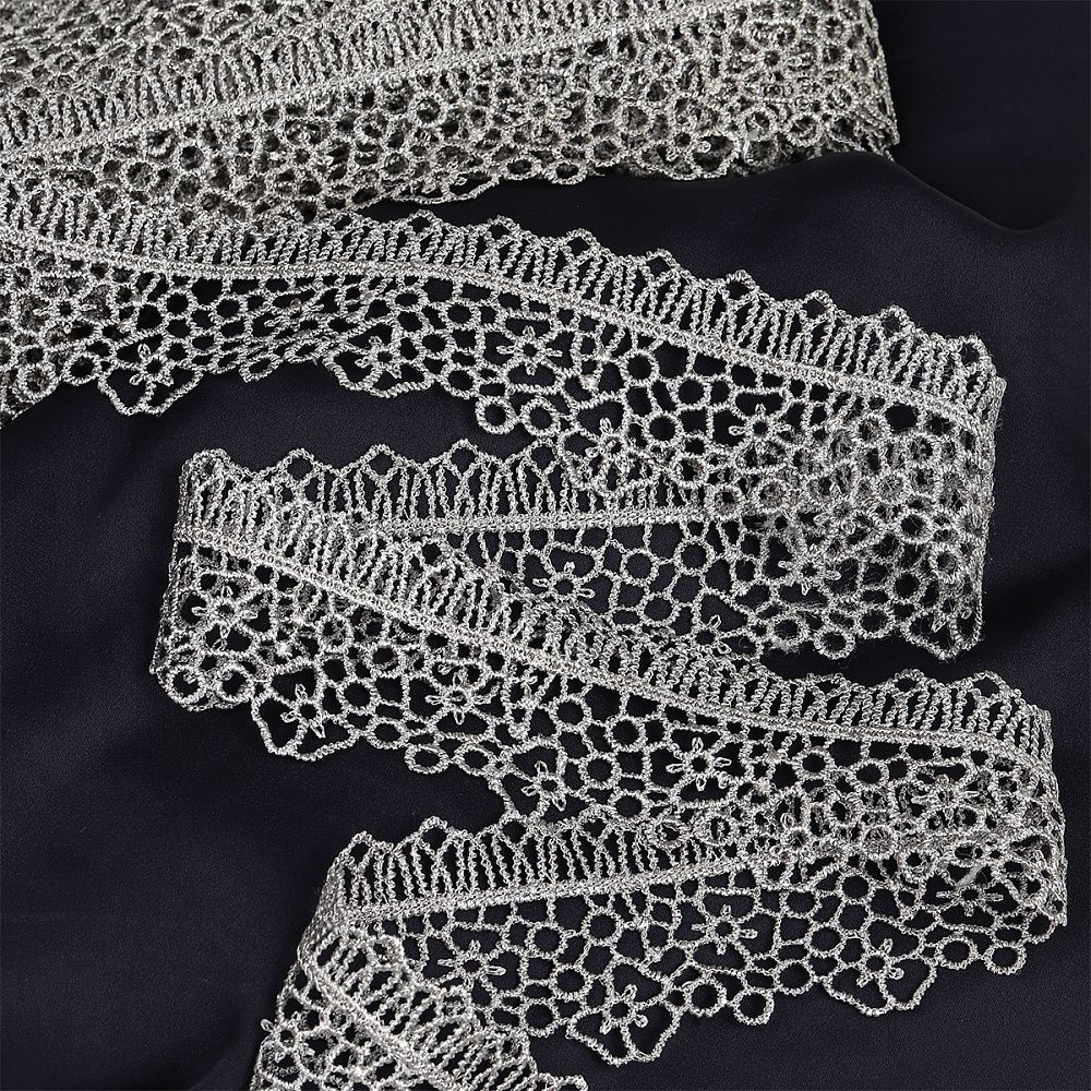 Кружево гипюр (плетёное) 45 мм, диз.2501 цв.E6815 серый уп.13.71м, Kruzhevo