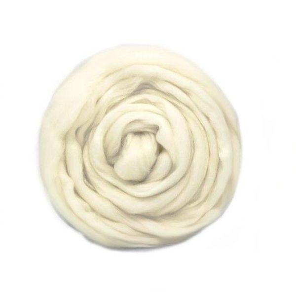 Шерсть для валяния Троицкая Гребенная лента п/тонкая 1х100 г (до 29 мкр), 0001 белый