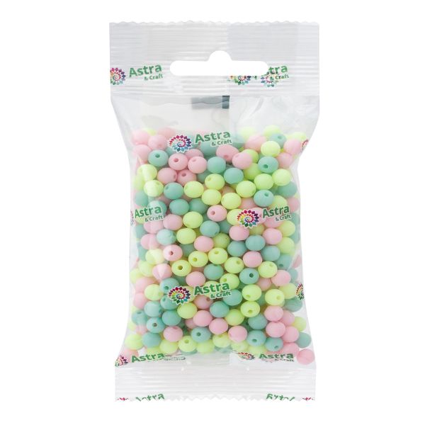 Бусины пластик ⌀6 мм, 50 г, микс цвета, матовые, круглые, Astra&Craft (яркий), 1AL139-1