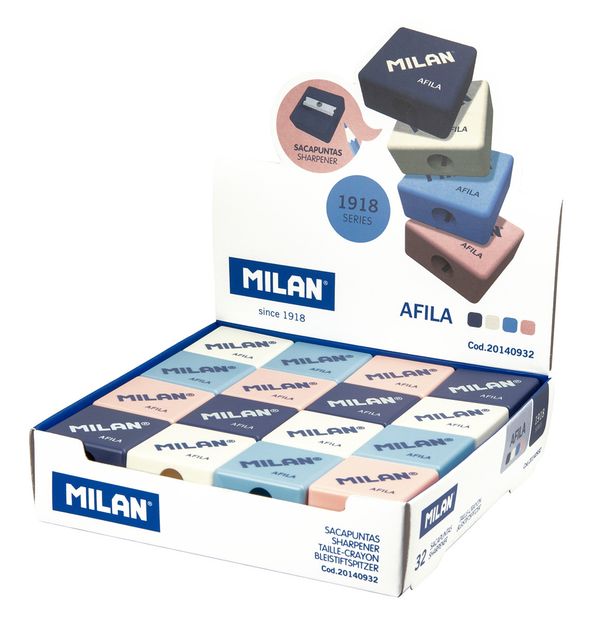 Точилка пластиковая Afila 1 отверстие 32 шт, ассорти 20140932, Milan