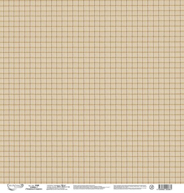 Бумага для скрапбукинга 190 г/м², 30.5х30.5 см, Твидовый пиджак, 10 шт, 1, Mr.Painter PSR 210806