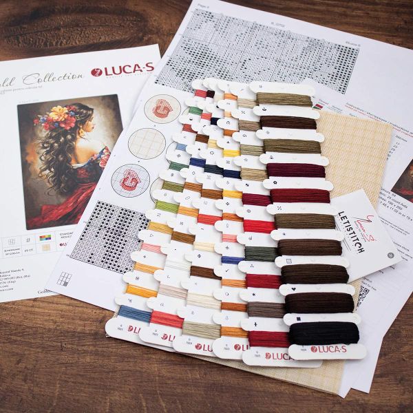 Набор для вышивания нитками Luca-S G702, гобелен Испанская девушка, 19х28см