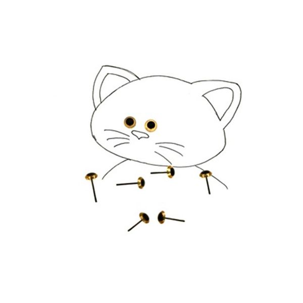 Глазки 7 мм на мет. ножке, 8 шт, цв. светло-жёлтый, 29543