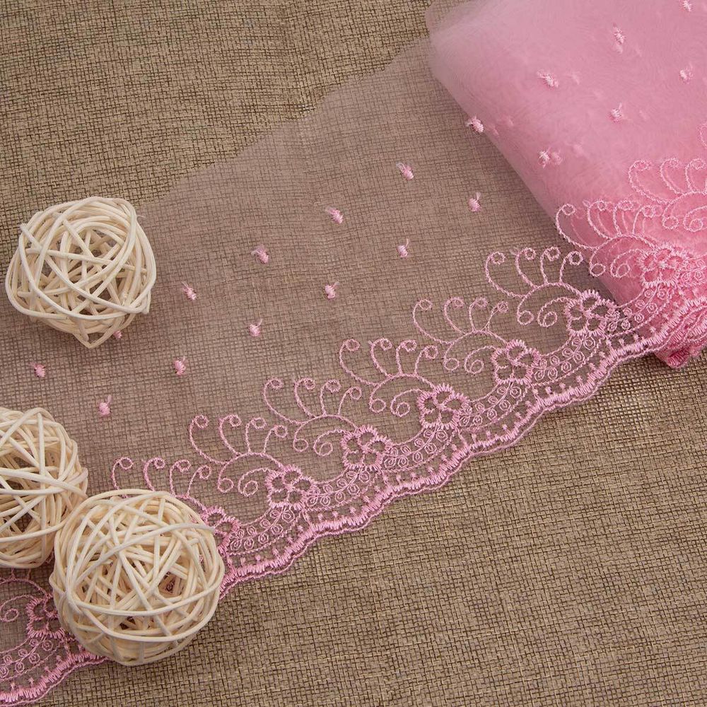 Кружево капроновое широкое 127 мм / 3.4 м (±4 см) 0574-5002, А549 розовый