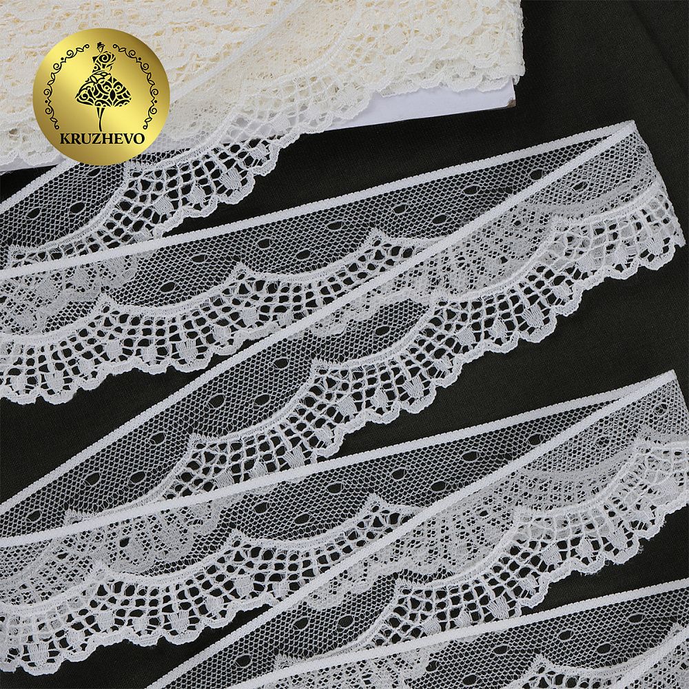 Кружево отделочное в стиле "трикотаж" 30 мм, цв.02 молочный, уп. 27,4 м