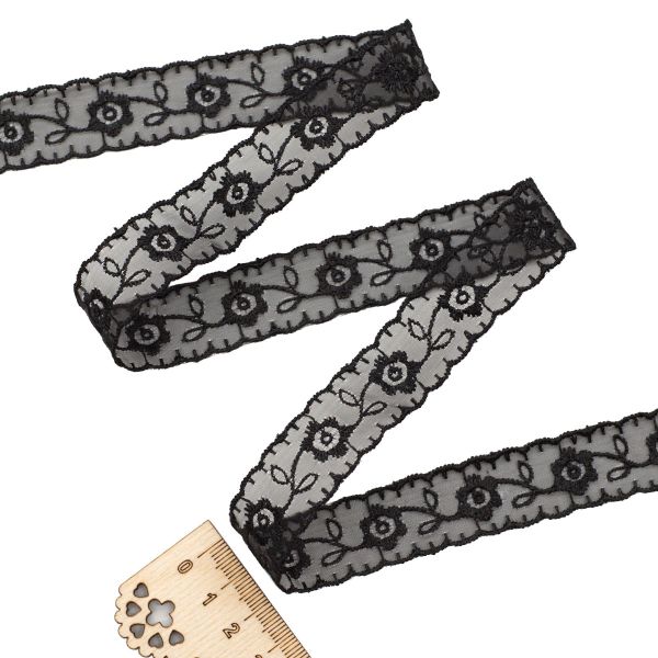 Кружево капроновое 22 мм / 6.8 м, (±4 см) 0574-1003, черный