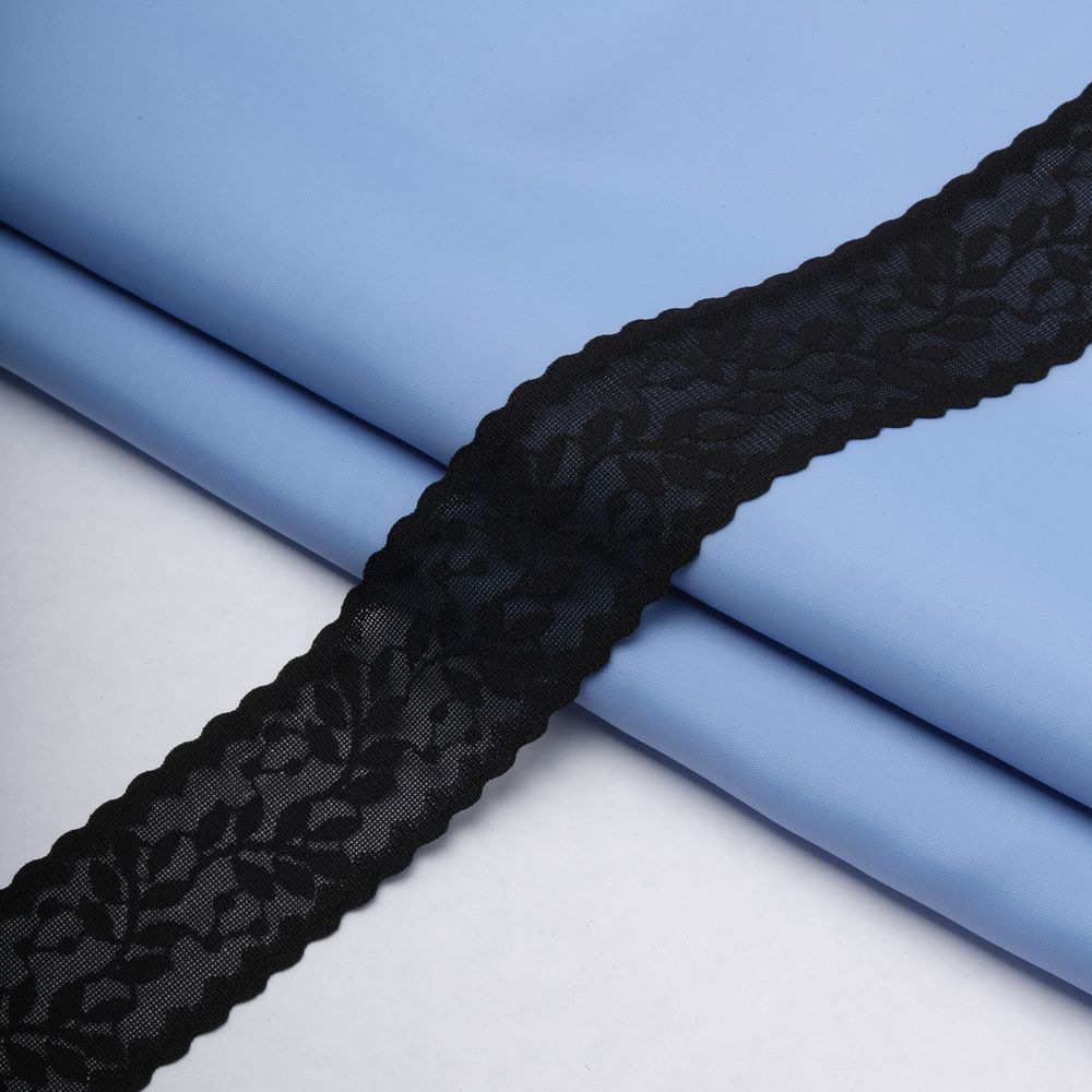 Кружево эластичное (стрейч) 40 мм / 22.86 метра, черный, 3AR2754