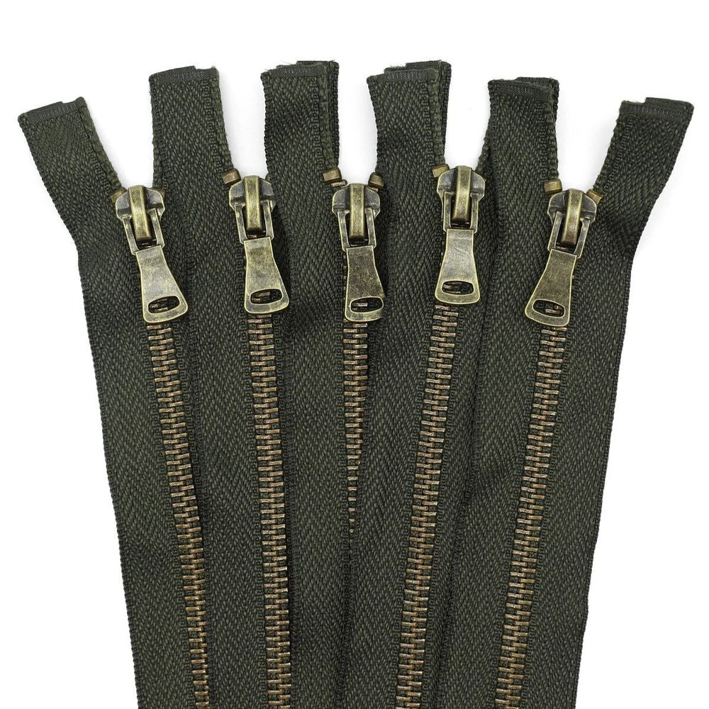 Молния металл Т5 (5 мм) 2 зам., разъем., 80 см, антик, 078 хаки, 5 шт, 15780-5