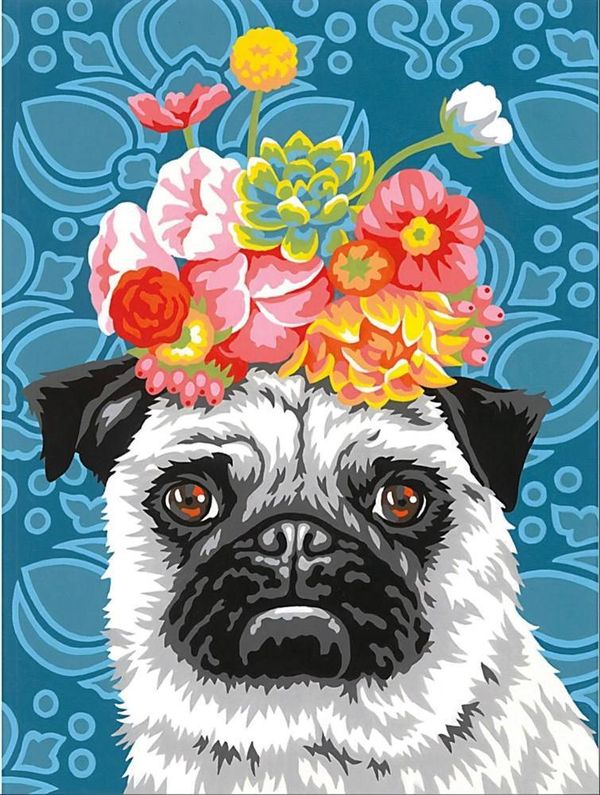 Картина по номерам Dimensions, Собака с венком 22.8х30.4см