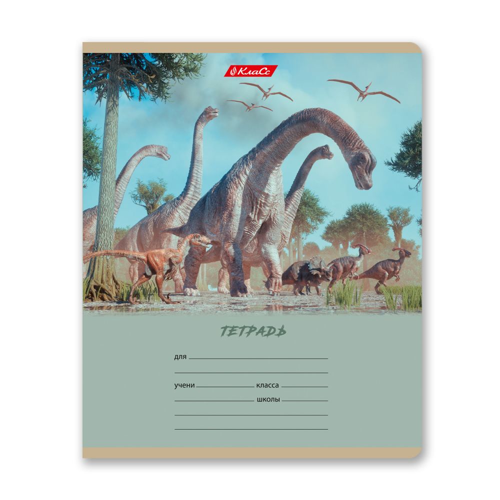 Тетрадь ученическая школьная, A5+ 18 л. на скобе 65 г/м², белизна 100%, 20 шт, линия, 000714 Дино-парк, Светоч 18ТЕТл-001