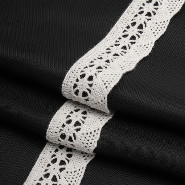 Кружево вязаное (тесьма) 27 мм / 10 м, цв.01 белый
