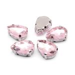 Хрустальные стразы в цапах формы капля, розовый 10х14 мм, 5 шт., АЦ006НН1014