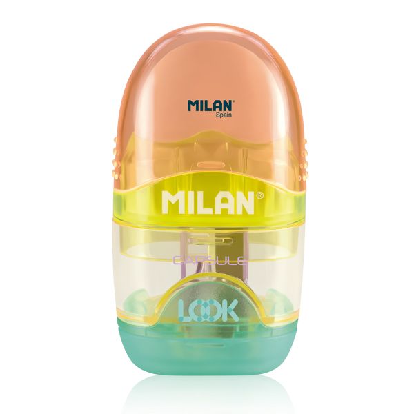 Точилка пластиковая 1 отверстие с ластиком 16 шт, Milan 4701116LK2