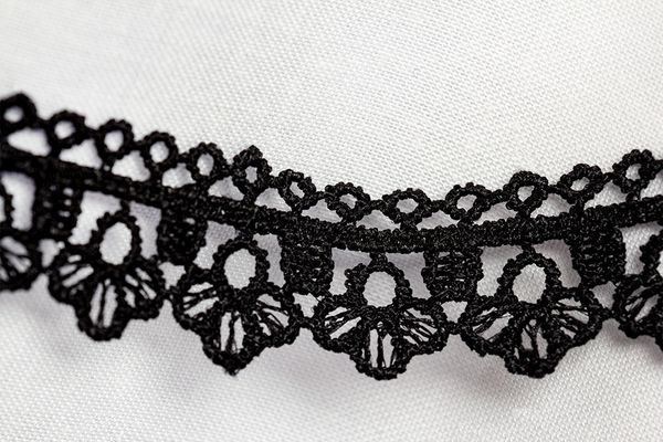 Кружево гипюр (плетёное) 21 мм / 10 ±0.2 м, Турция, черный, Gamma GGM-2102