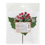 Веточка декоративная хвойная с шишками и ягодами 16 см, 3 шт, 01, Blumentag