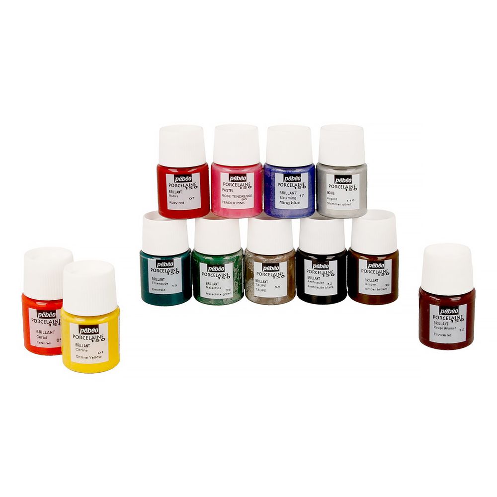 Набор красок Pebeo Porcelaine 150 Исследование по фарфору и керамике под обжиг 12 цв. 20 мл, 757472 глянцевые 2