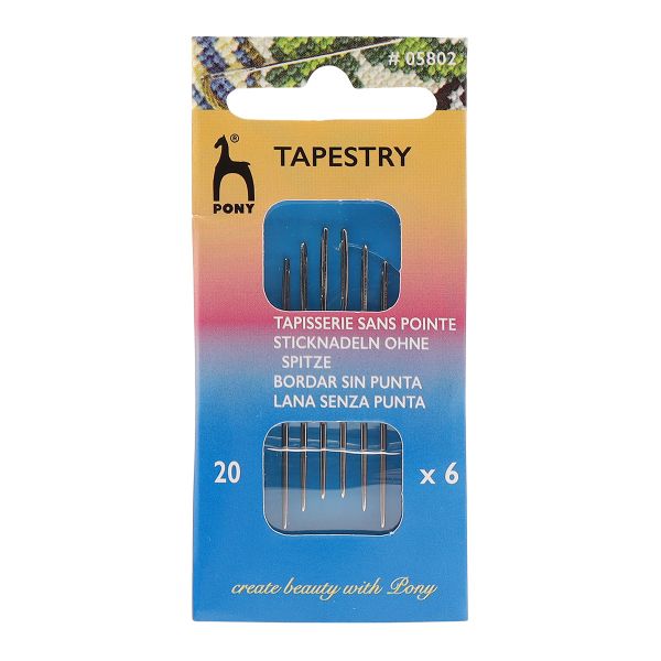 Иглы ручные гобеленовые с серебряным ушком Tapestry №20, 6 шт, PONY, 05802