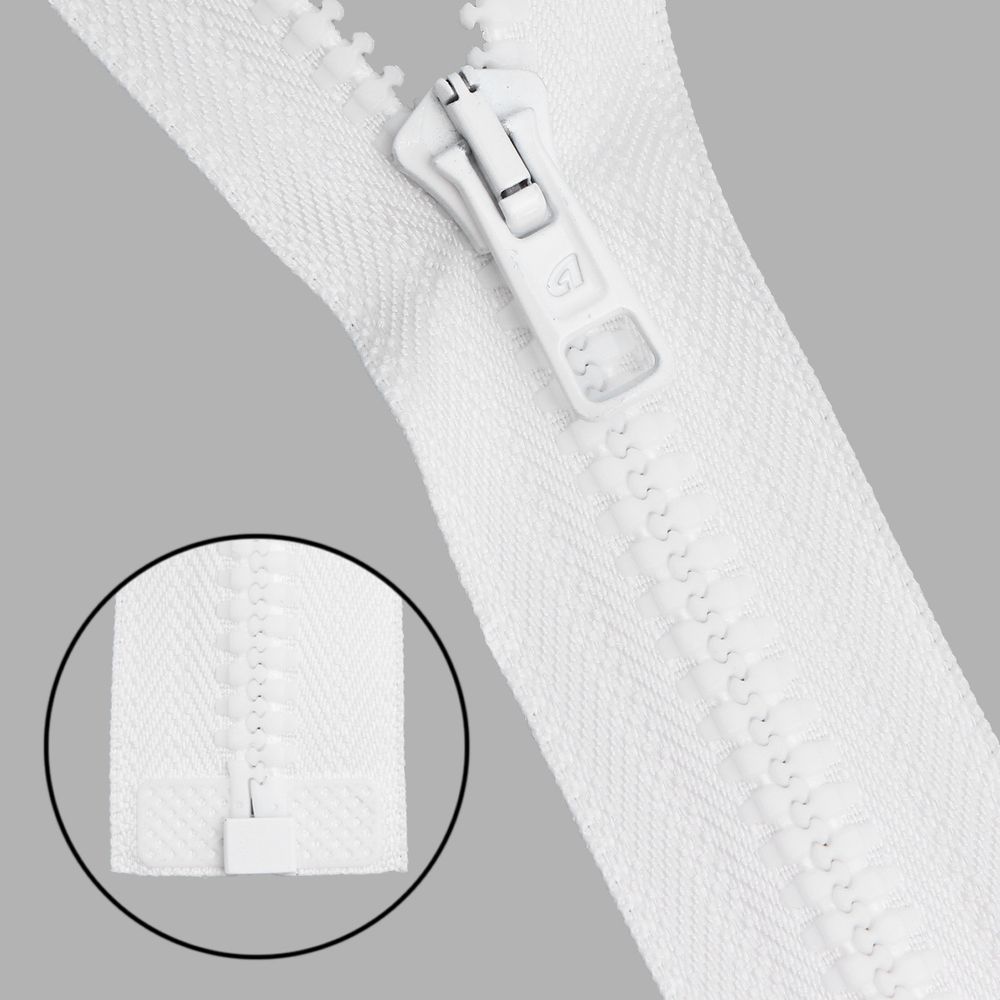 Молния трактор Arta Т6 (6 мм) 1 зам., разъем., 75 см, ОПТ. УП. 25 ШТ., 001 белый