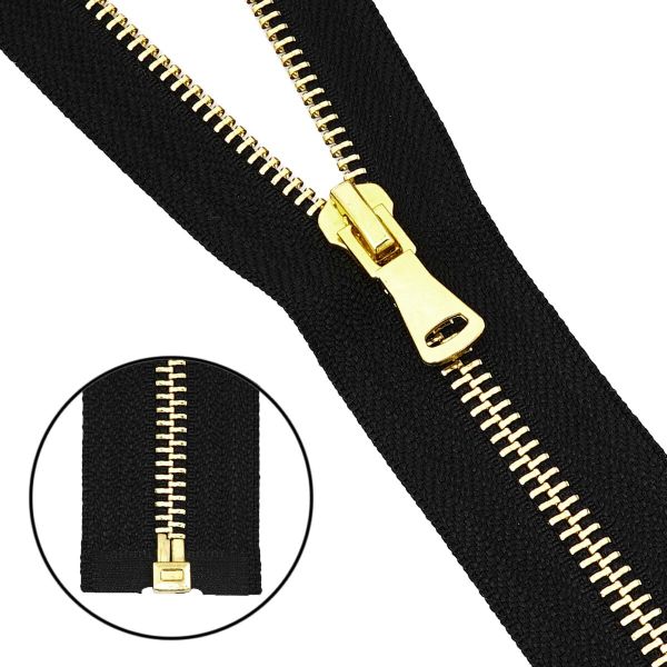 Молния металл Т5 (5 мм) 1 зам., разъем., 80 см, золото, 580 черный, 5 шт, 16280-1