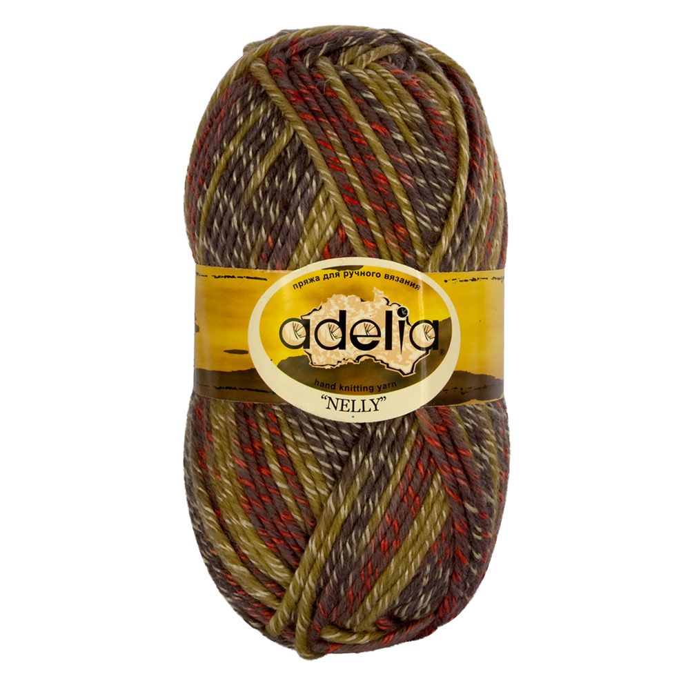 Пряжа Adelia Nelly / уп.5 мот. по 100г, 100м, 09 св.хаки-серый