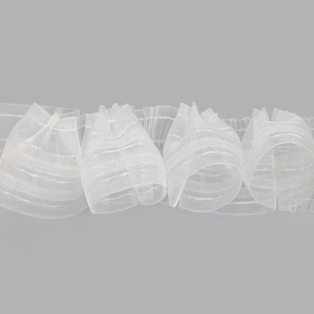 Лента (тесьма) шторная: сборка рюмочная (1:2.5) 80 мм / 50 метров, (2 ряда петель, 4 шнура), прозрачный, C8108M