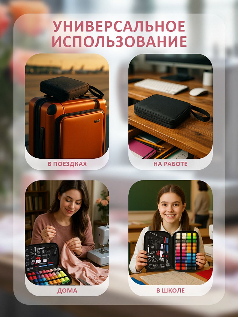 Швейный набор: набор ниток и иголок в пенале, 87 предметов