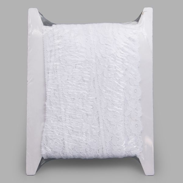 Кружево эластичное (стрейч) 30 мм, белый, 15 м