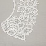 Пришивной кружевной воротник 100 мм, на сетке, 5 пар, Турция, кремовый/под серебро, Gamma VKRM-27-02