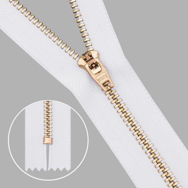 Молния металл джинсовая Т5 (5 мм) 1 зам., н/раз., 8 см, белый, 38974/08-3, 10 шт