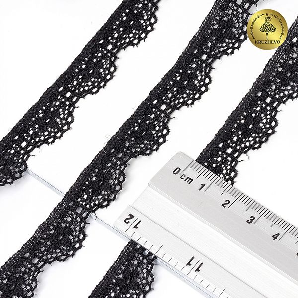 Кружево эластичное (стрейч) 15 мм 8031, цв.02 черный уп.50м, Kruzhevo