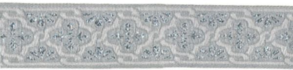 Лента (тесьма) жаккардовая 50.0 мм / 10±0.5 метров, (галун православный), серебро, Gamma TRJ-66