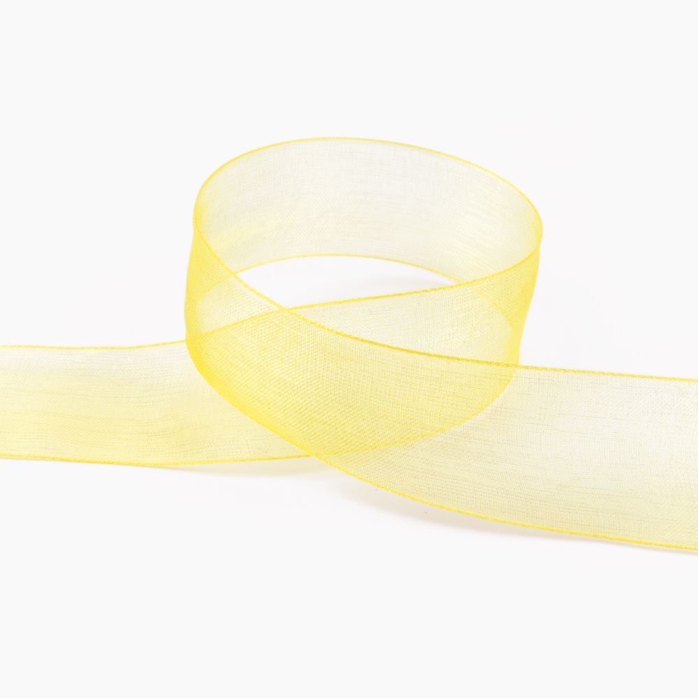 Лента капроновая (органза) 25.0 мм / 22.8±1 метра, 014 желтый, Blitz OR-25