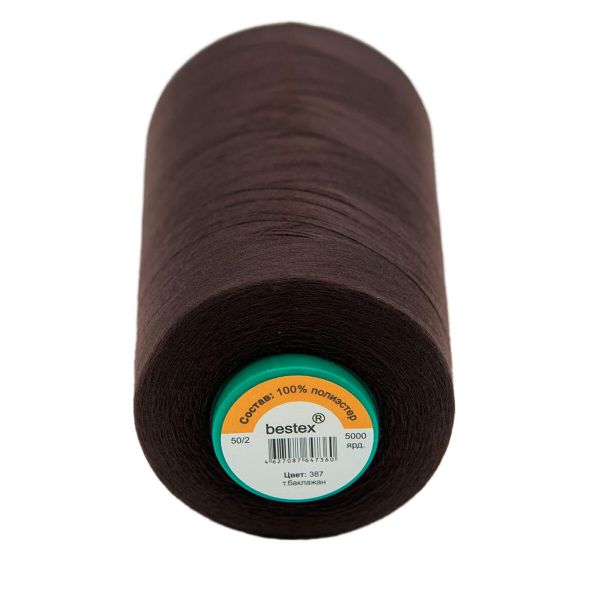 Нитки универсальные Bestex 50/2, 4570 м (5000 ярд) / 1 кат., 387 горький шоколад