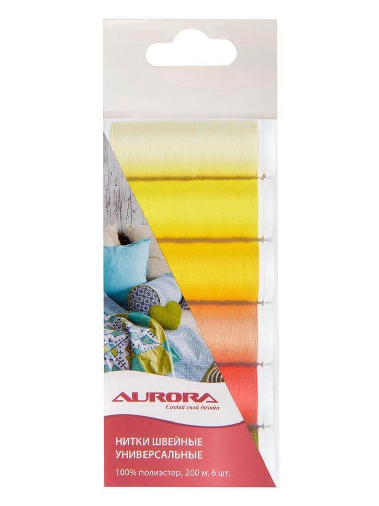 Швейные нитки (набор) Aurora Talia №120 Цитрусовый микс, 1 шт, AU-2615