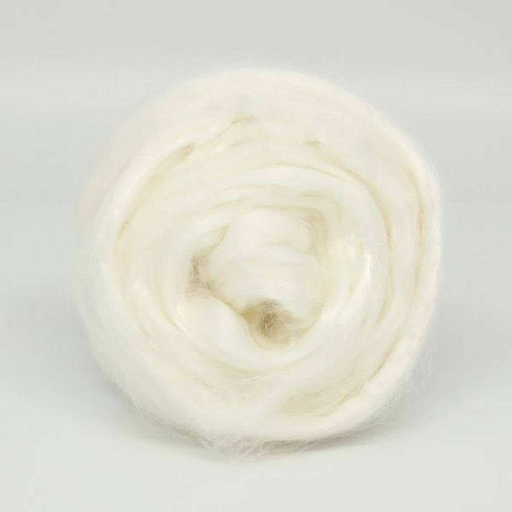 Шерсть для валяния Троицкая Гребенная лента (вискоза) 50г цв.0001 белый