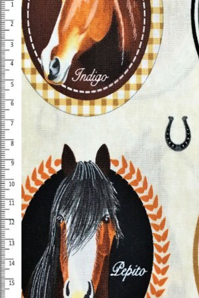 Ткань для пэчворка Timeless Treasures, шир. 110 см, принт Horse-C4329-Cream, 10 метров