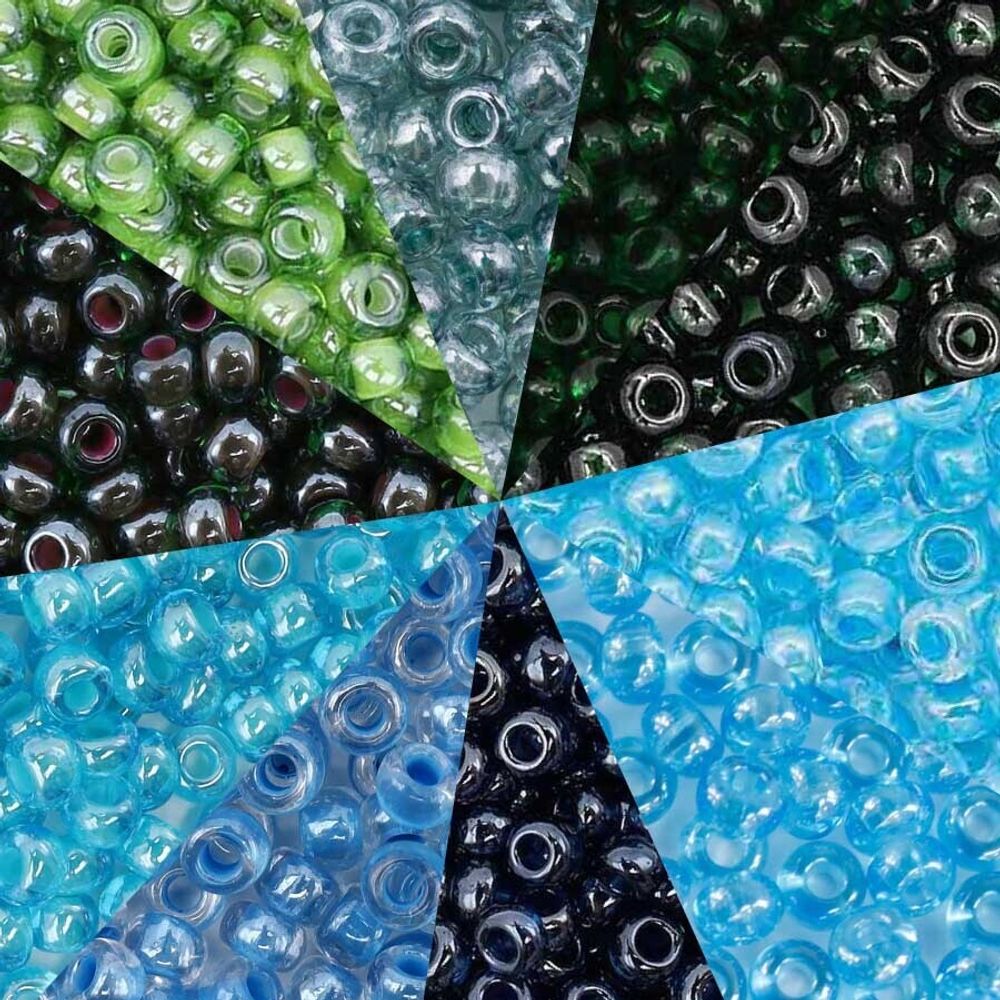 Набор бисера Preciosa №33, 50 г (10 цв. по 5 г), (№10/0 = ⌀2.3 мм)