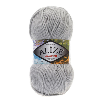 Пряжа Alize (Ализе) Burcum Klasik / уп.5 мот. по 100 г, 210м, 021 серый меланж A