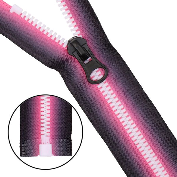 Молния трактор Т5 (5 мм) 1 зам., разъем., 80 см, белый/розовый меланж, 5 шт