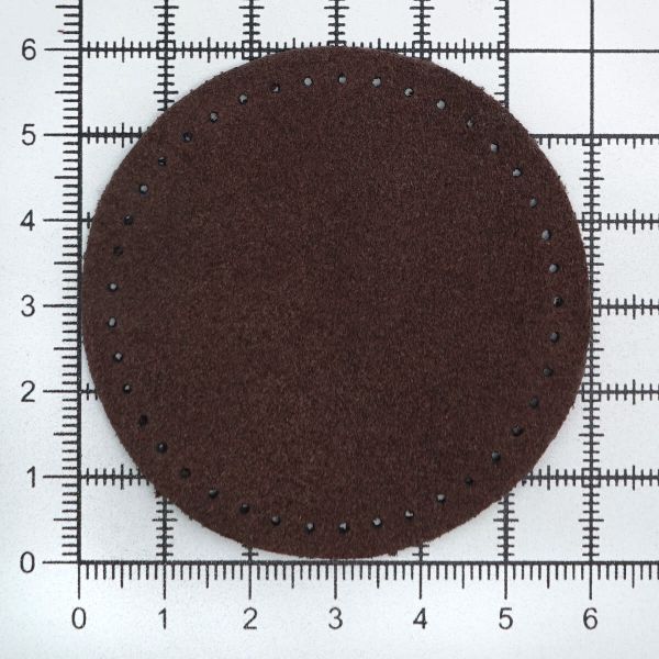 Заплатки пришивные из замши, круг ⌀6см с перфорацией, 2 шт, 100% кожа, 21 темно-коричневый, 59111