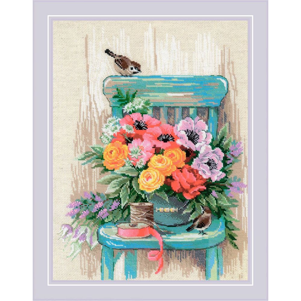 Набор для вышивания нитками Риолис, Цветы моего сада 30х40см