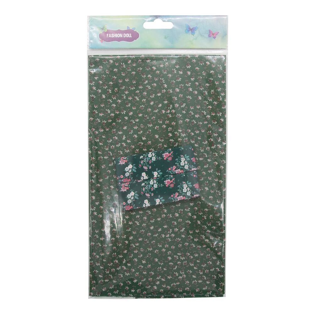 Ткань для рукоделия в наборе х/б с лентой 48х50см+1,5м (25691/25293 т. зеленый) 29489