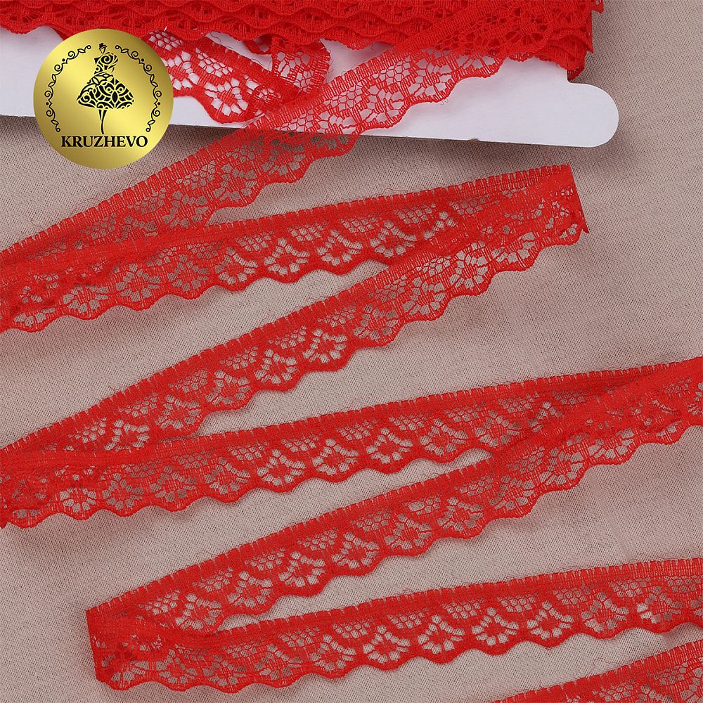 Кружево отделочное в стиле "трикотаж" 12 мм / 9.14 метров, TBY 150-2, цв.03 красный